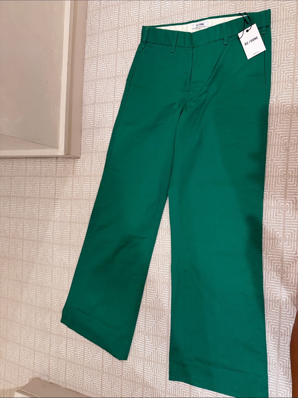 Re/Done Emerald Green Wide-Leg Trousers